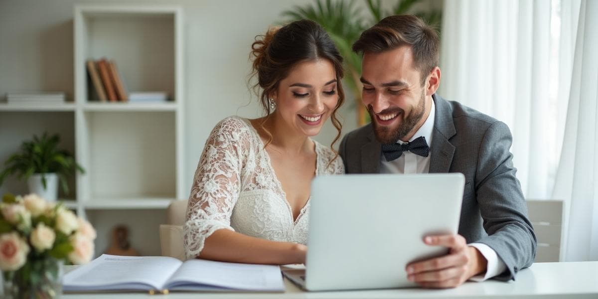 Paar plant gemeinsam die Hochzeit